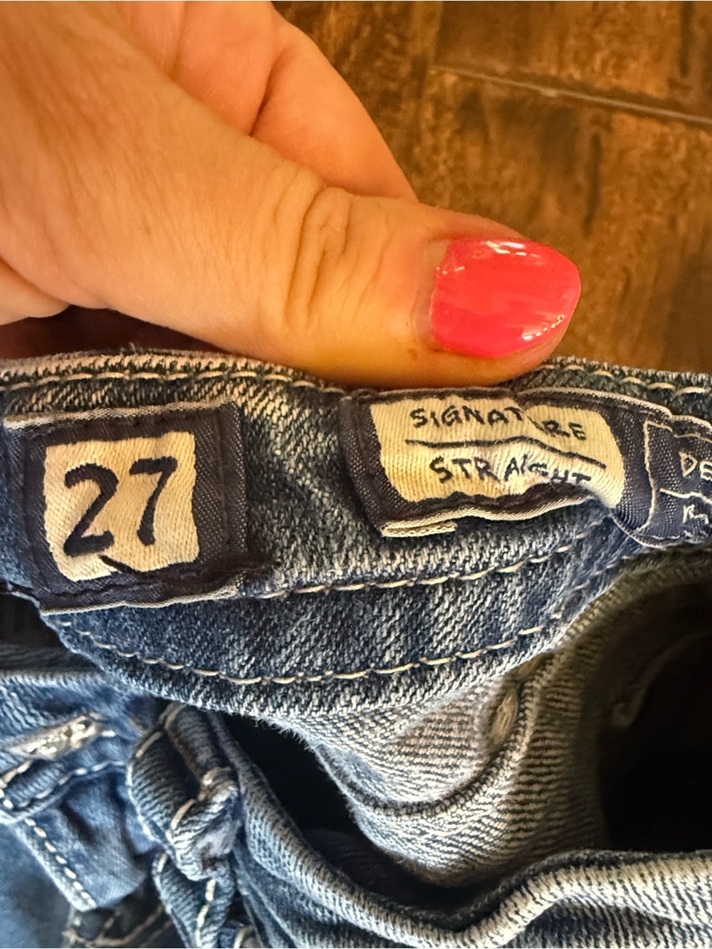 Miss Me Signature Light Blue Straight Leg Jeans Embellished Back Pockets,size 27 - Picture 6 of 9